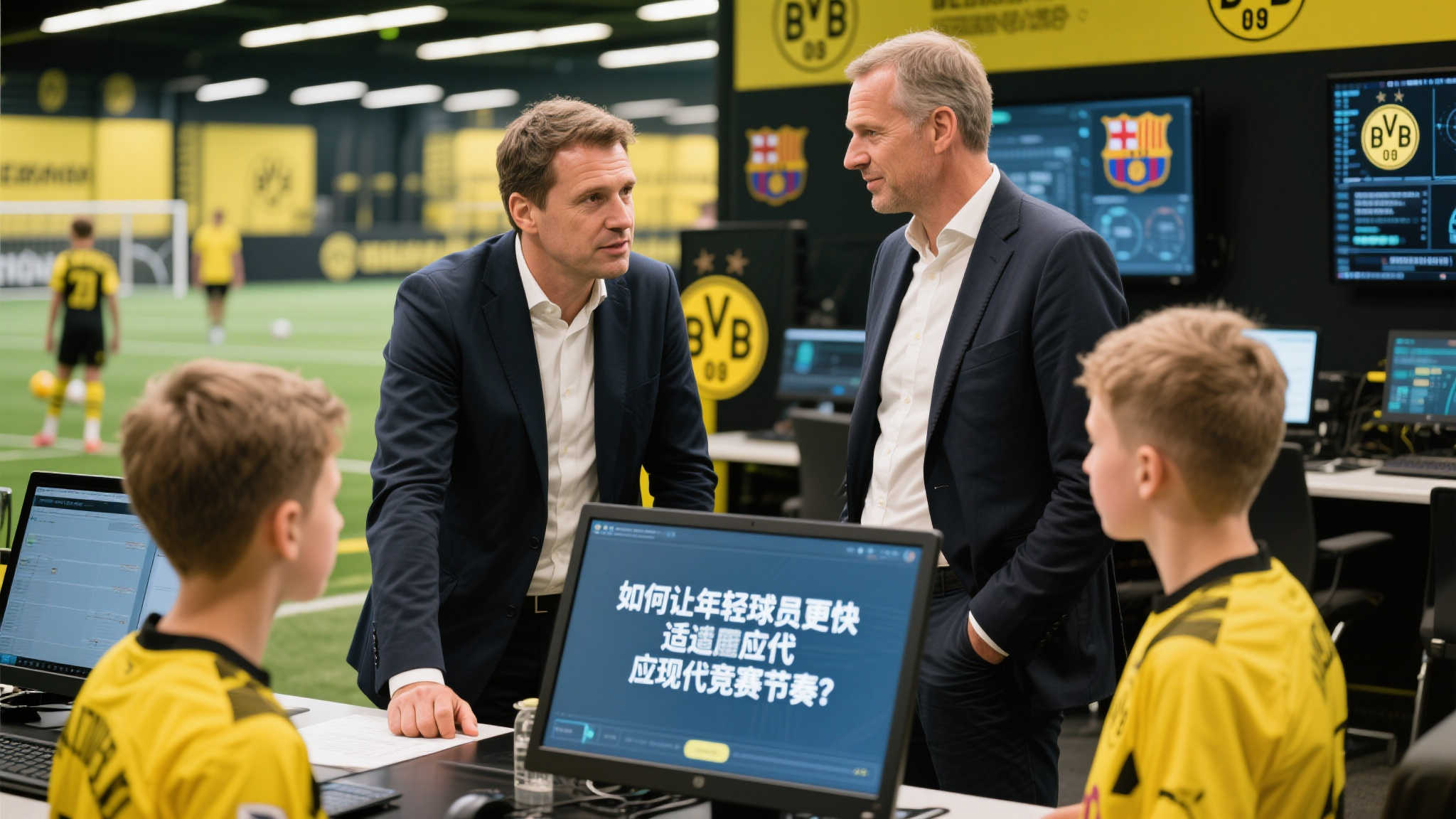 温格携手德国足协主席纽恩多夫走访多特训练基地,与瓦共同交流 “如何让年轻球员更快适应现代竞赛节奏?”这是此次关